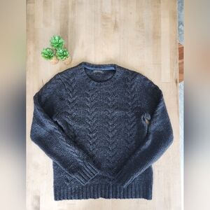 BR Dark Gray Italian Yarn Cable Knit Sweater